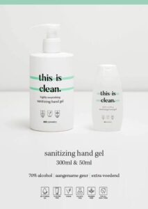 SANITIZING HAND GEL “THIS IS CLEAN.”